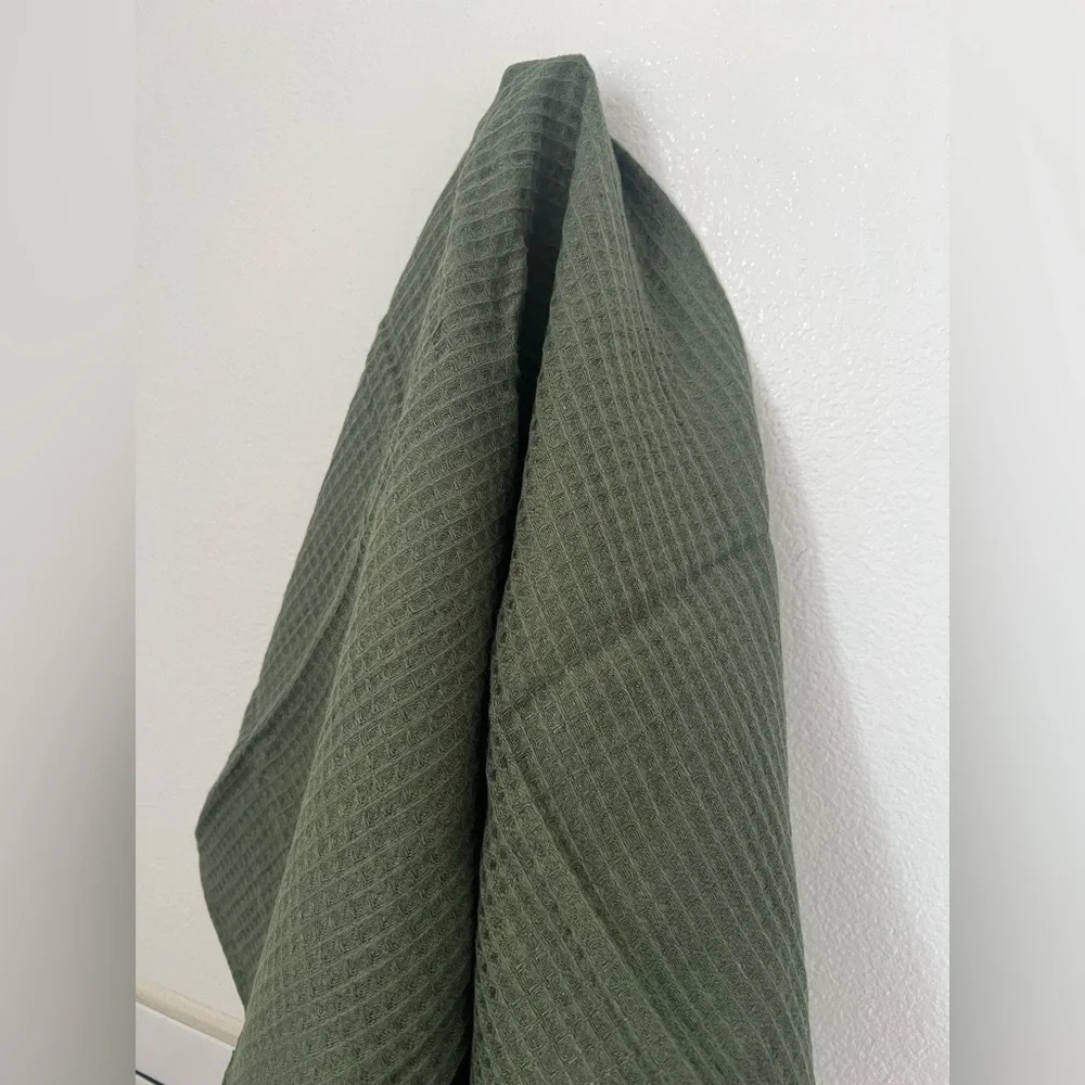 Bed Threads 100% French Flax Linen Waffle Hand & Face Towel, Olive, New